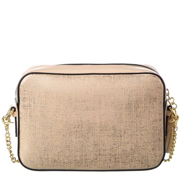 🆕VALENTINO  Babette Logo Gold Linen Textured Leather Shoulder Bag $950 NWT - Picture 5 of 14